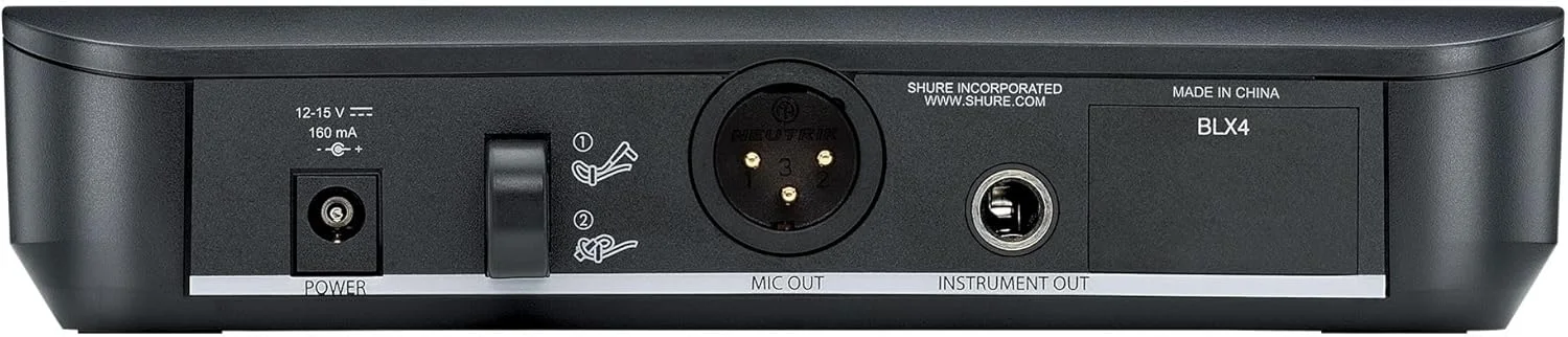سیستم میکروفون بی سیم Shure BLX14/CVL - عمر باتری 14 ساعته، برد 300 فوت، UHF | شامل میکروفون یقه ای CVL، فرستنده بدنه، گیرنده تک کاناله | باند H9 (BLX14/CVL-H9)