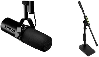 میکروفون Shure SM7dB به همراه پایه میکروفون رومیزی جمع و جور و کم حجم