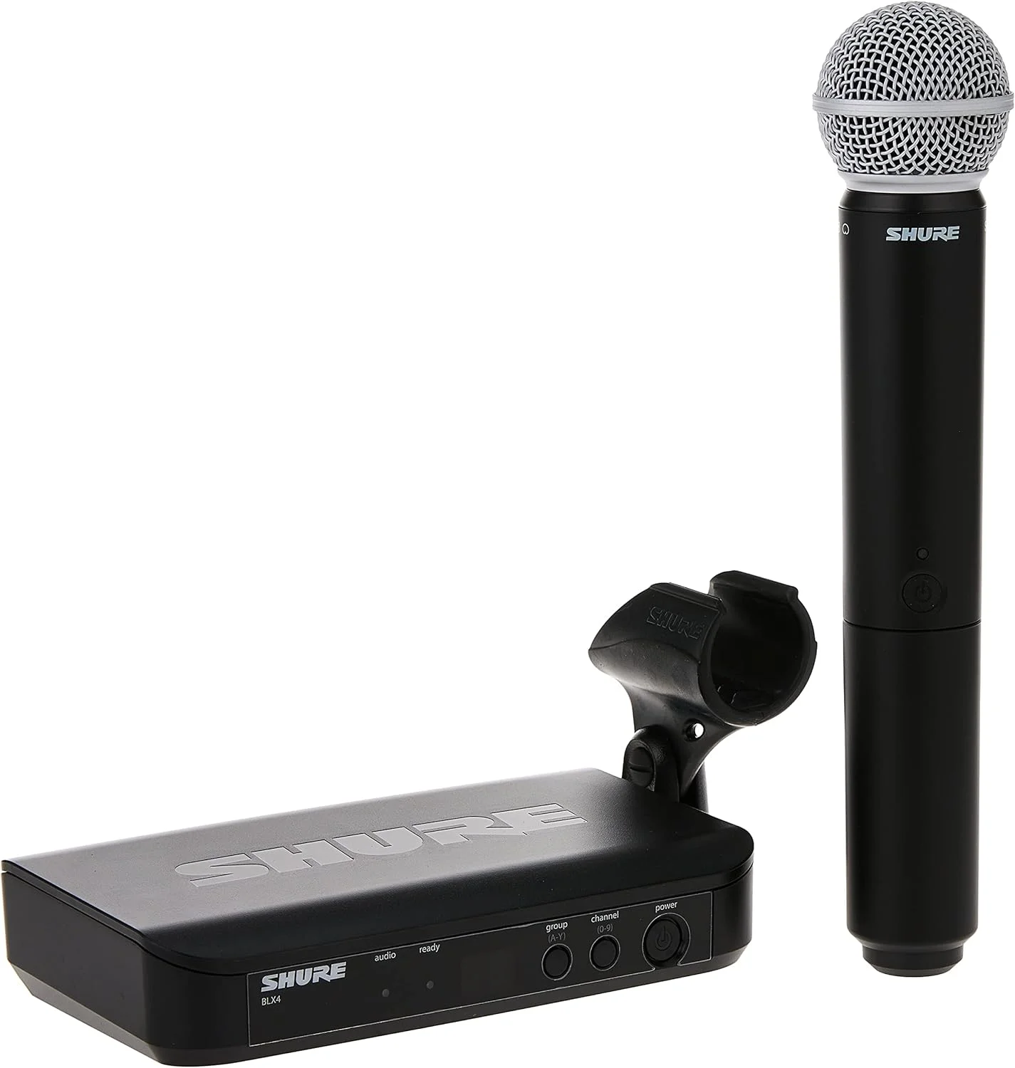 سیستم وایرلس وکال Shure BLX24/SM58 با میکروفون SM58، همه کاره، کاردیوئید، ایده آل برای سخنرانی، اجرای زنده و آواز، مشکی