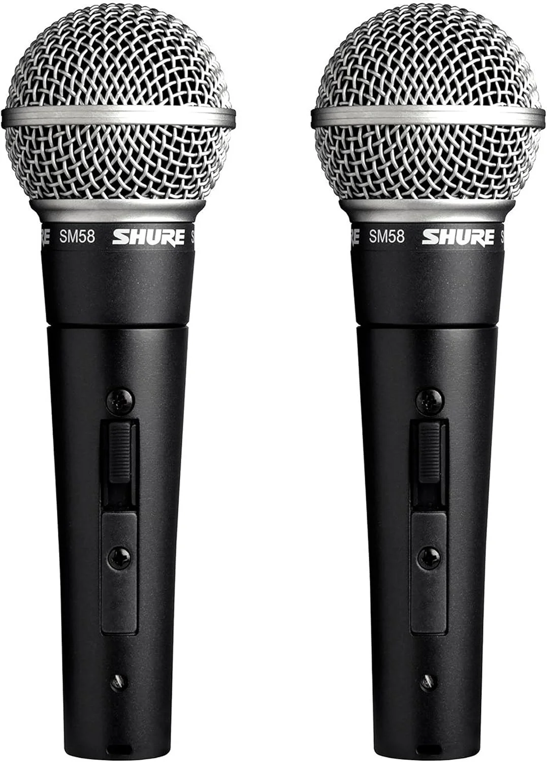 میکروفون حرفه ای وکال Shure SM58S با کلید روشن/خاموش (بسته 2 عددی)، XLR