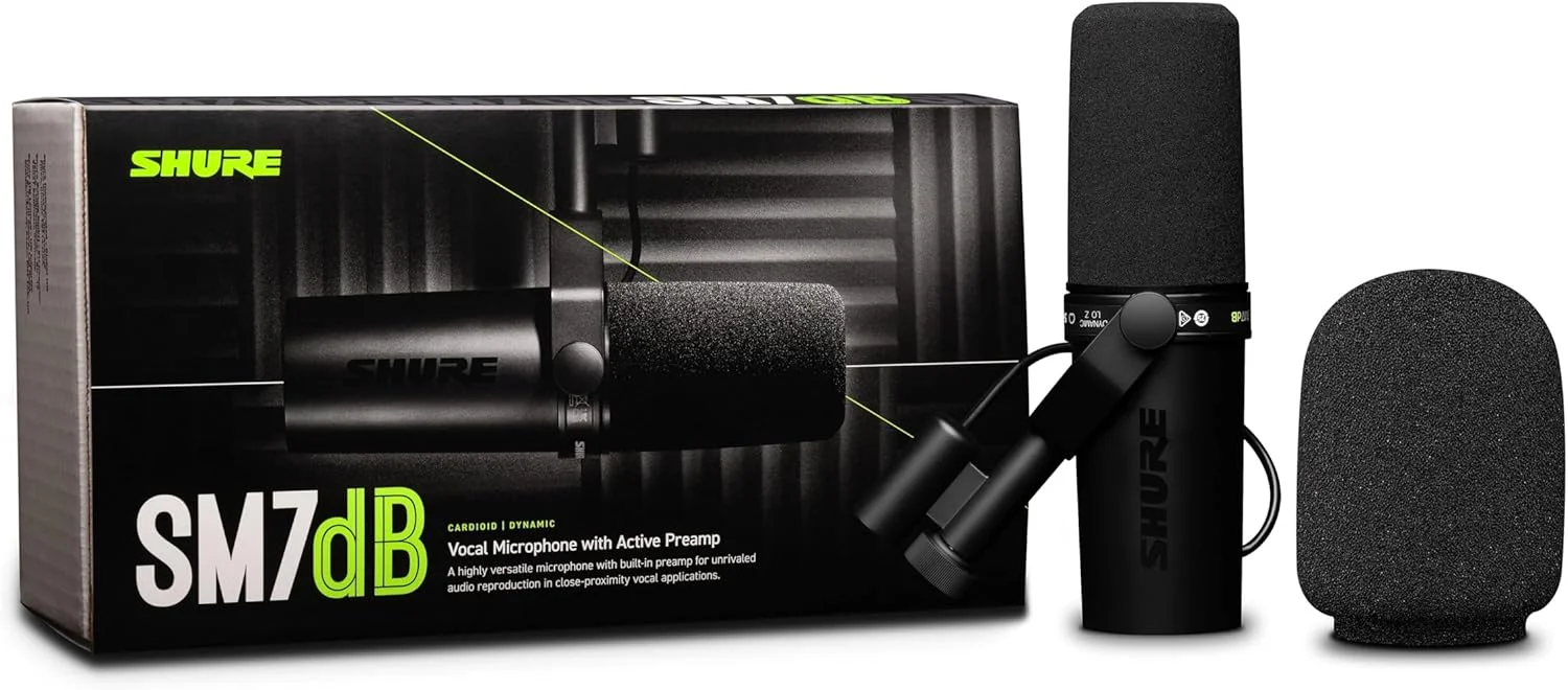 میکروفون دینامیک وکال Shure SM7dB (بازسازی شده) با پری امپ داخلی برای استریم، پادکست و ضبط، فرکانس گسترده، صدای گرم و روان، ساختار مقاوم، بادگیر جداشدنی - مشکی میکروفون دینامیک وکال Shure SM7dB (بازسازی شده) با پری امپ داخلی برای استریم، پادکست و ضبط، فرکانس گسترده، صدای گرم و روان، ساختار مقاوم، بادگیر جداشدنی - مشکی