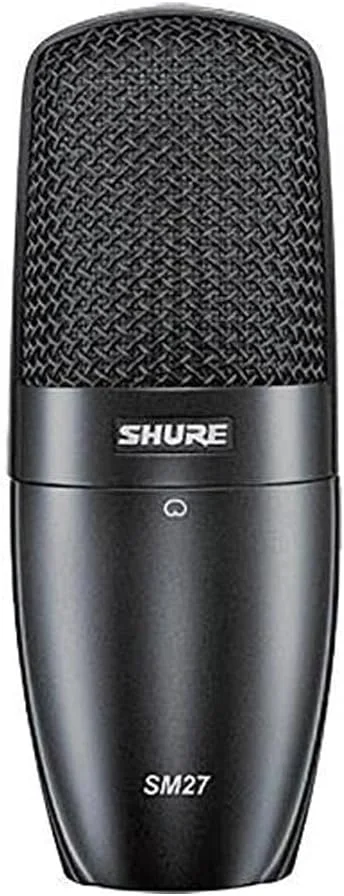 میکروفون کاندنسر کاردیود با دیافراگم بزرگ Shure SM27 Professional برای استودیو یا استیج به همراه آداپتور گردان ShureLock A32M و کیف حمل زیپ‌دار (SM27-SC)