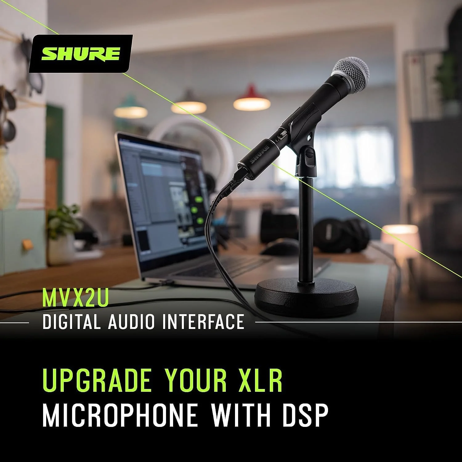 میکروفون ساز Shure SM57، داینامیک + رابط دیجیتال Shure MVX2U XLR به USB با جک هدفون میکروفون ساز Shure SM57، داینامیک + رابط دیجیتال Shure MVX2U XLR به USB با جک هدفون
