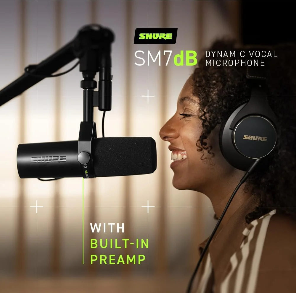 میکروفون دینامیک وکال Shure SM7dB (بازسازی شده) با پری امپ داخلی برای استریم، پادکست و ضبط، فرکانس گسترده، صدای گرم و روان، ساختار مقاوم، بادگیر جداشدنی - مشکی میکروفون دینامیک وکال Shure SM7dB (بازسازی شده) با پری امپ داخلی برای استریم، پادکست و ضبط، فرکانس گسترده، صدای گرم و روان، ساختار مقاوم، بادگیر جداشدنی - مشکی