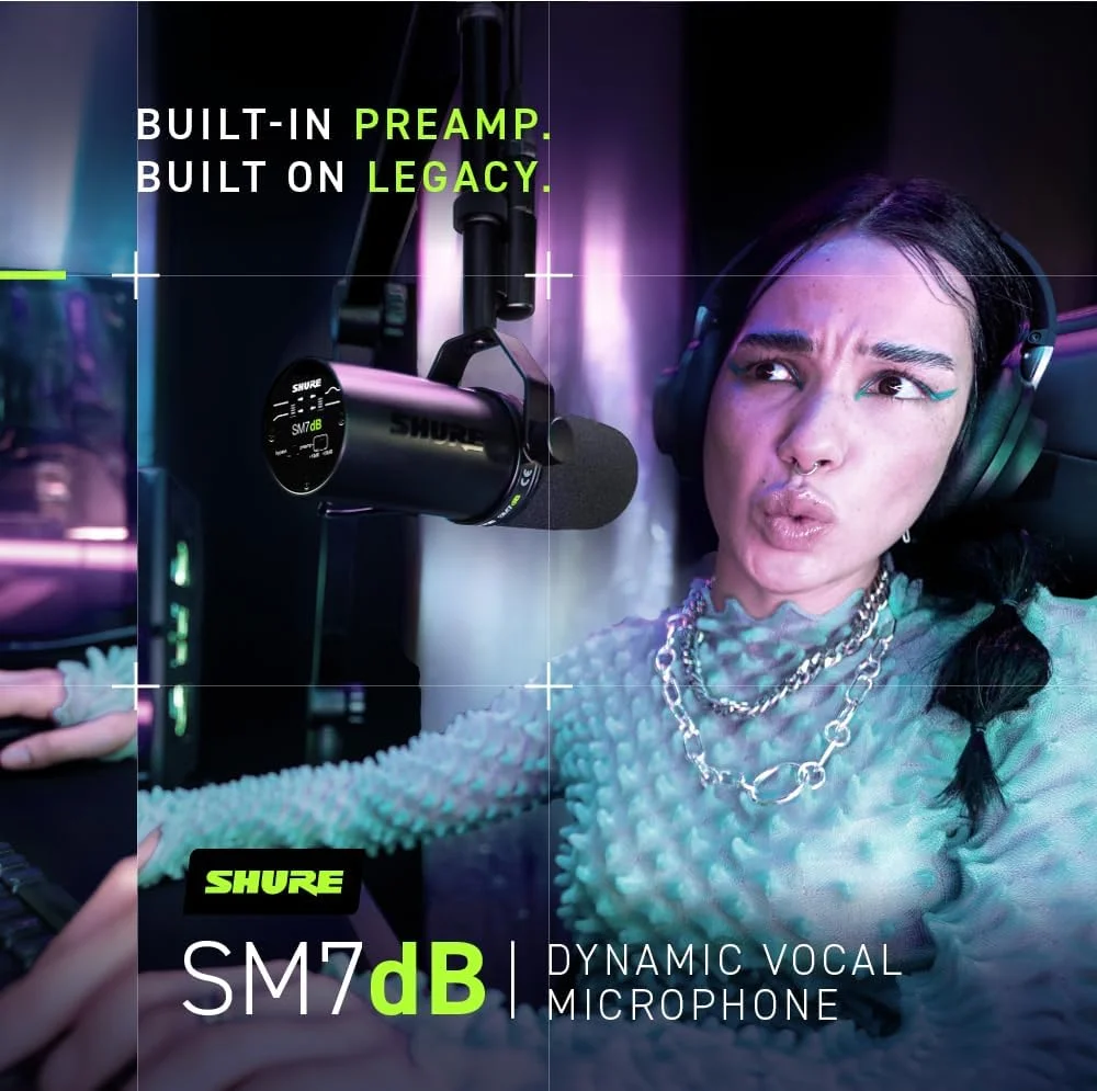 میکروفون دینامیک وکال Shure SM7dB (بازسازی شده) با پری امپ داخلی برای استریم، پادکست و ضبط، فرکانس گسترده، صدای گرم و روان، ساختار مقاوم، بادگیر جداشدنی - مشکی میکروفون دینامیک وکال Shure SM7dB (بازسازی شده) با پری امپ داخلی برای استریم، پادکست و ضبط، فرکانس گسترده، صدای گرم و روان، ساختار مقاوم، بادگیر جداشدنی - مشکی