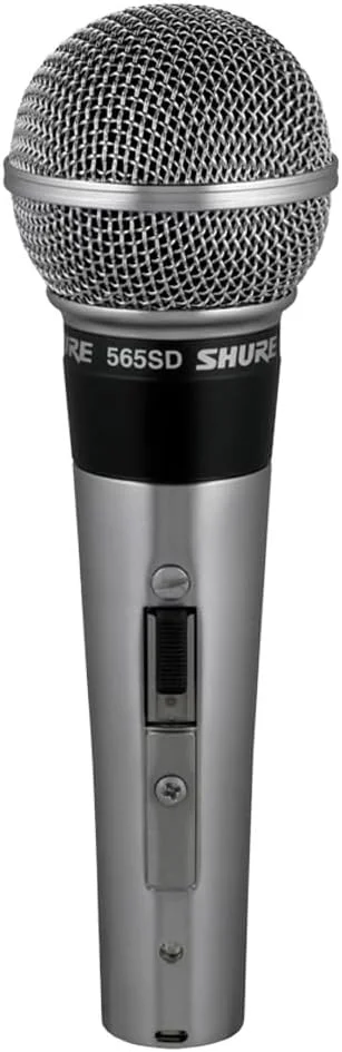 میکروفون وکال کلاسیک Shure 565Sd، الگوی پیکاپ کاردیوید، آماده استودیو، دارای فیلتر پاپ، برای آواز و اجرای زنده، نقره ای، 565Sd-Lc