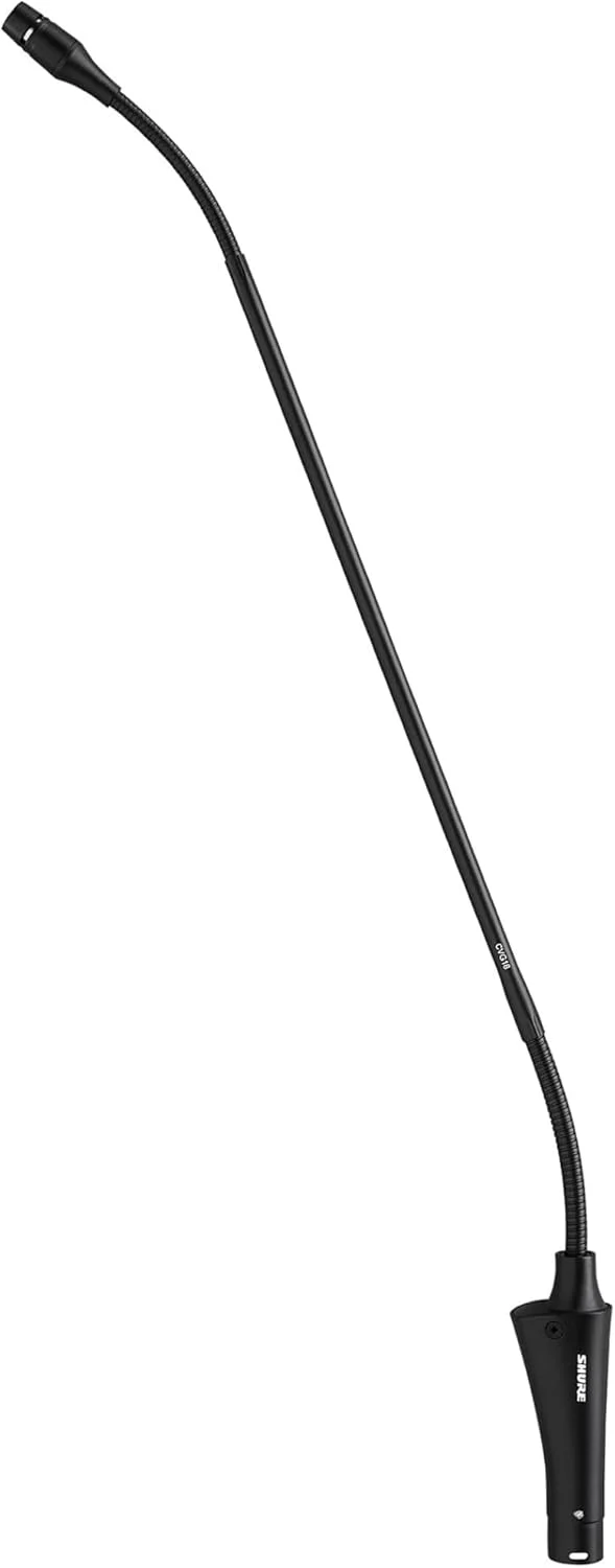 میکروفون کندانسر گردن غازی شور مدل CVG18-B/C، 18 اینچ، پری آمپ داخلی، نصب فلنجی، کاردیوئید (مشکی)
