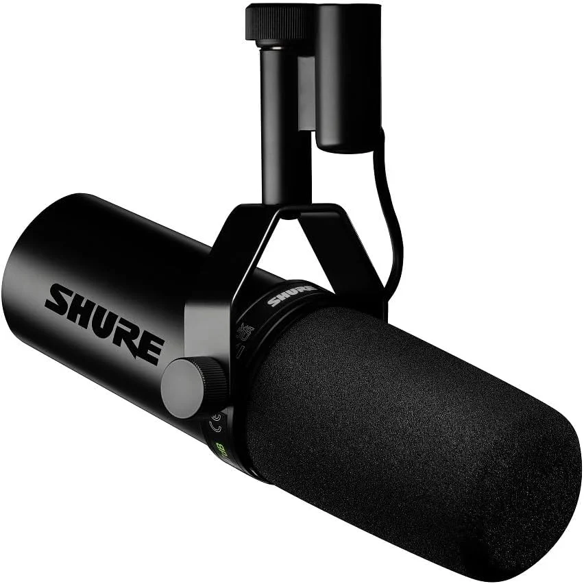 میکروفون دینامیک وکال Shure SM7dB با پری امپ داخلی برای استریم، پادکست و ضبط، فرکانس گسترده، صدای گرم و نرم، ساختار مقاوم، بادگیر جداشدنی - مشکی