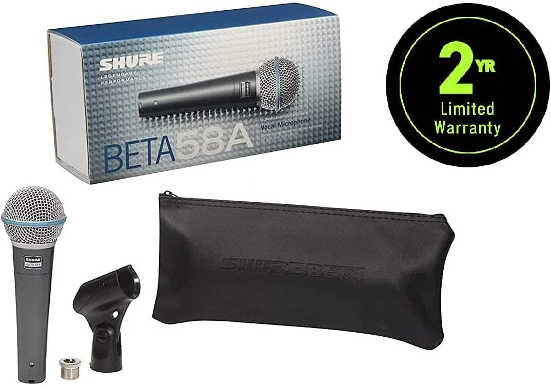 میکروفون وکال شور BETA 58A، ضبط صدای حرفه ای، توری مشبک فولادی، عالی برای آواز زنده، استریمینگ کامپیوتر، پادکست و استودیوی خانگی میکروفون وکال شور BETA 58A، ضبط صدای حرفه ای، توری مشبک فولادی، عالی برای آواز زنده، استریمینگ کامپیوتر، پادکست و استودیوی خانگی