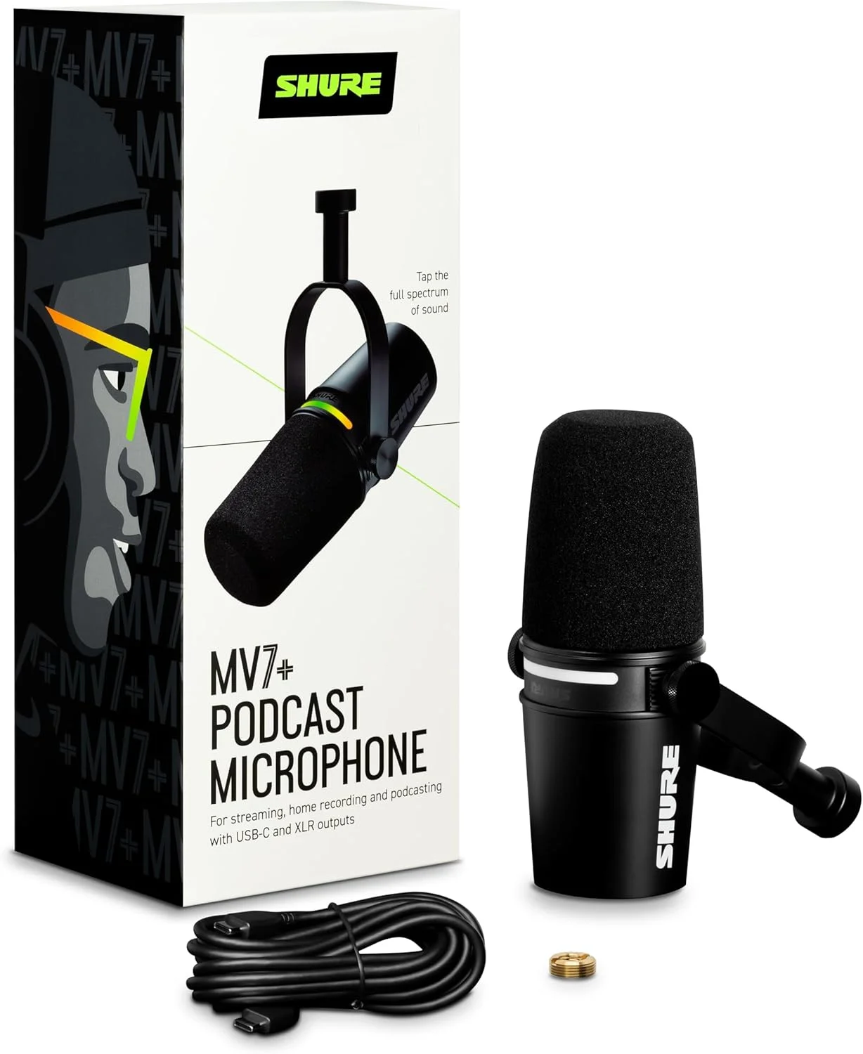 میکروفون پادکست Shure MV7+. صدای بهبود یافته، پنل لمسی LED، خروجی های USB-C و XLR، حالت سطح خودکار، فیلتر پاپ دیجیتال، جلوه های Reverb، پادکست، استریمینگ، ضبط - مشکی میکروفون پادکست Shure MV7+. صدای بهبود یافته، پنل لمسی LED، خروجی های USB-C و XLR، حالت سطح خودکار، فیلتر پاپ دیجیتال، جلوه های Reverb، پادکست، استریمینگ، ضبط - مشکی