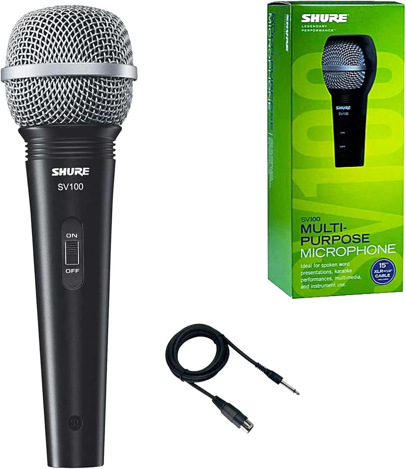 میکروفون وکال Shure Sv100 X (بازسازی شده)، مشکی میکروفون وکال Shure Sv100 X (بازسازی شده)، مشکی