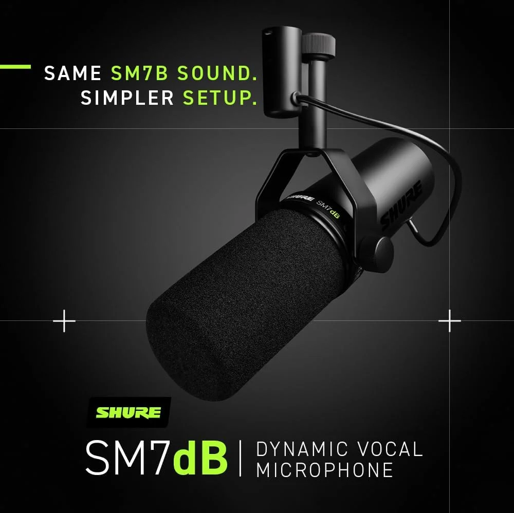 میکروفون دینامیک وکال Shure SM7dB با پری امپ داخلی برای استریم، پادکست و ضبط، فرکانس گسترده، صدای گرم و نرم، ساختار مقاوم، بادگیر جداشدنی - مشکی میکروفون دینامیک وکال Shure SM7dB با پری امپ داخلی برای استریم، پادکست و ضبط، فرکانس گسترده، صدای گرم و نرم، ساختار مقاوم، بادگیر جداشدنی - مشکی