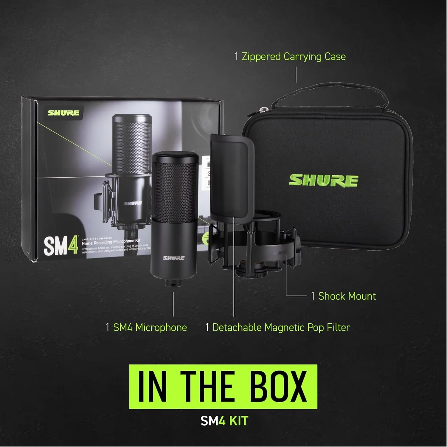 کیت میکروفون استودیویی Shure SM4، میکروفون کاندنسر XLR استودیوی خانگی با صدای آماده میکس - ساختار تمام فلزی، شامل فیلتر پاپ مغناطیسی جداشدنی و شاک مونت (SM4-K-KIT) کیت میکروفون استودیویی Shure SM4، میکروفون کاندنسر XLR استودیوی خانگی با صدای آماده میکس - ساختار تمام فلزی، شامل فیلتر پاپ مغناطیسی جداشدنی و شاک مونت (SM4-K-KIT)
