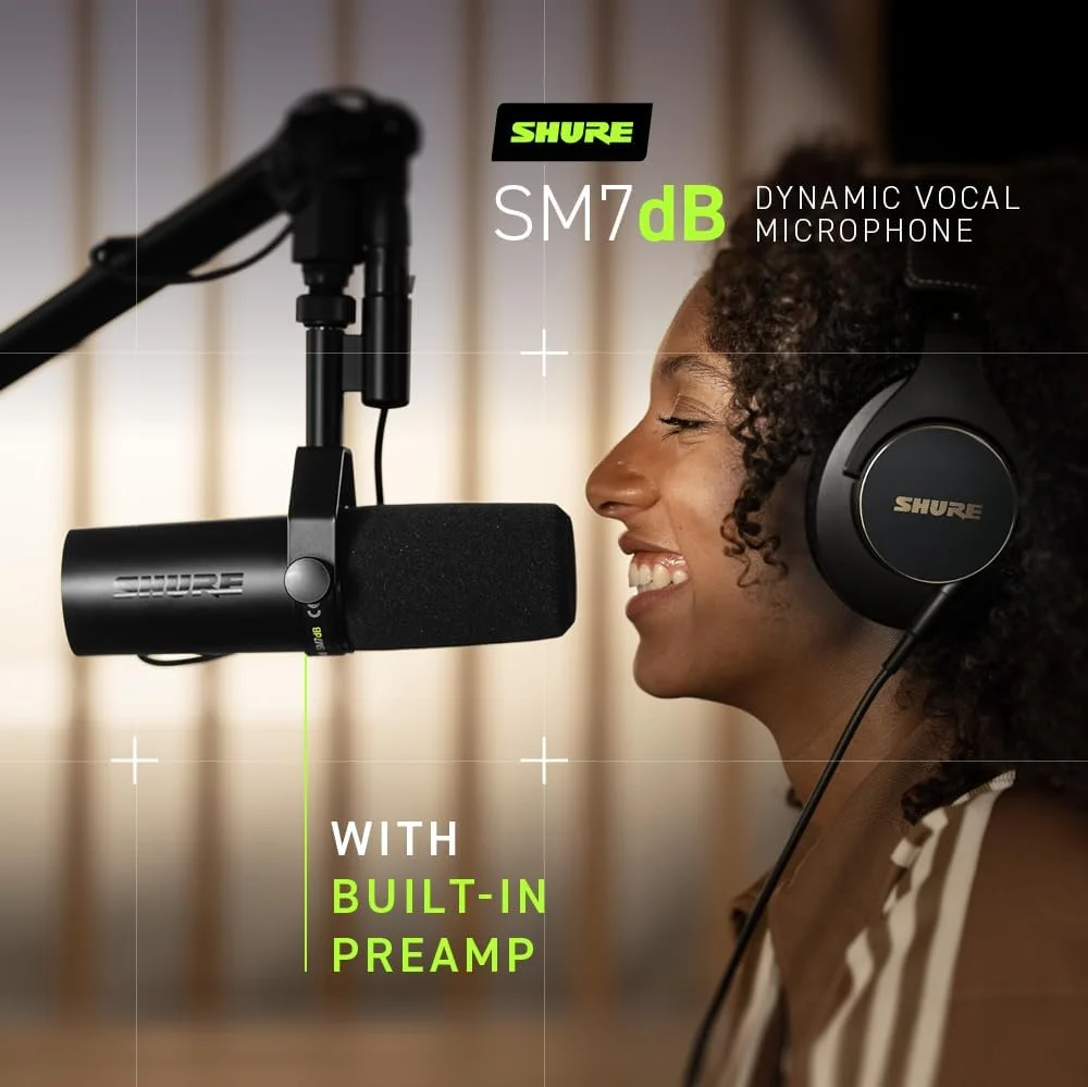 میکروفون دینامیک وکال Shure SM7dB با پری امپ داخلی برای استریم، پادکست و ضبط، فرکانس گسترده، صدای گرم و نرم، ساختار مقاوم، بادگیر جداشدنی - مشکی میکروفون دینامیک وکال Shure SM7dB با پری امپ داخلی برای استریم، پادکست و ضبط، فرکانس گسترده، صدای گرم و نرم، ساختار مقاوم، بادگیر جداشدنی - مشکی