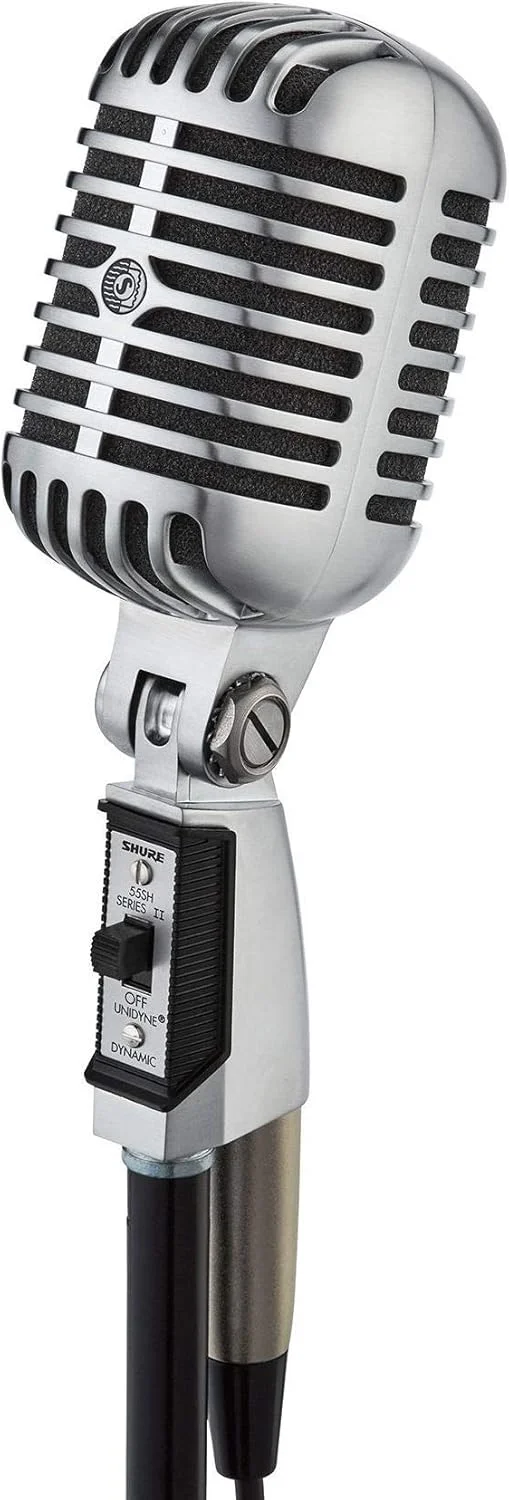 میکروفون وکال Shure 55SH Series II، Unidyne، الگوی قطبی کاردیوئید، طراحی کلاسیک، برای اجرای زنده، استودیو و پادکست، نقره ای میکروفون وکال Shure 55SH Series II، Unidyne، الگوی قطبی کاردیوئید، طراحی کلاسیک، برای اجرای زنده، استودیو و پادکست، نقره ای