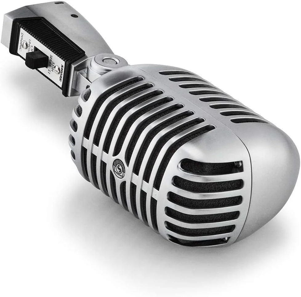 میکروفون وکال Shure 55SH Series II، Unidyne، الگوی قطبی کاردیوئید، طراحی کلاسیک، برای اجرای زنده، استودیو و پادکست، نقره ای میکروفون وکال Shure 55SH Series II، Unidyne، الگوی قطبی کاردیوئید، طراحی کلاسیک، برای اجرای زنده، استودیو و پادکست، نقره ای