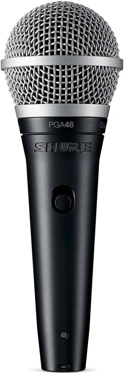 میکروفون داینامیک کاردیود Shure PGA48، مناسب ضبط صدا، استودیوی ضبط صدا، بازی های رایانه ای، پادکست و پخش زنده، شامل کابل XLR به XLR، مشکی