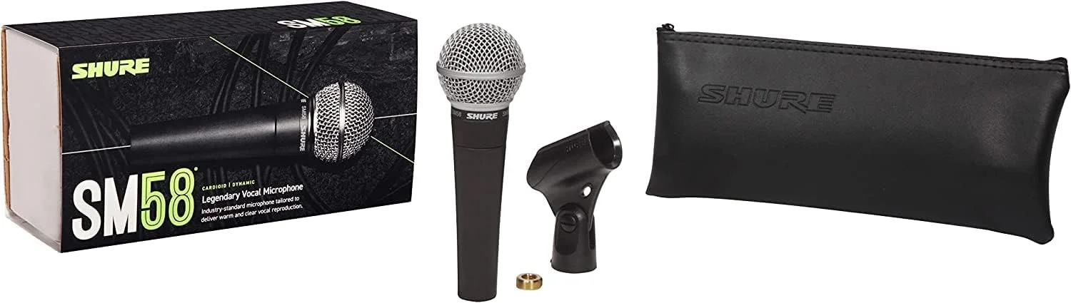 میکروفون وکال داینامیک کاردیوید Shure SM58-LC، مناسب استودیو، کاردیوید، برای اجرای زنده، ضبط خانگی و پادکست