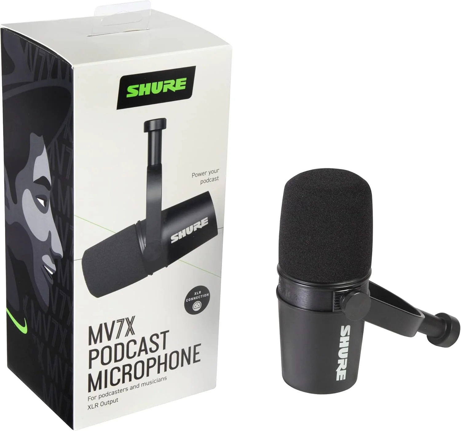 میکروفون پادکست حرفه ای Shure MV7X، ضبط صدای پویا، سازگار با XLR جهانی، ایده آل برای بازی های رایانه ای و پخش زنده، مشکی