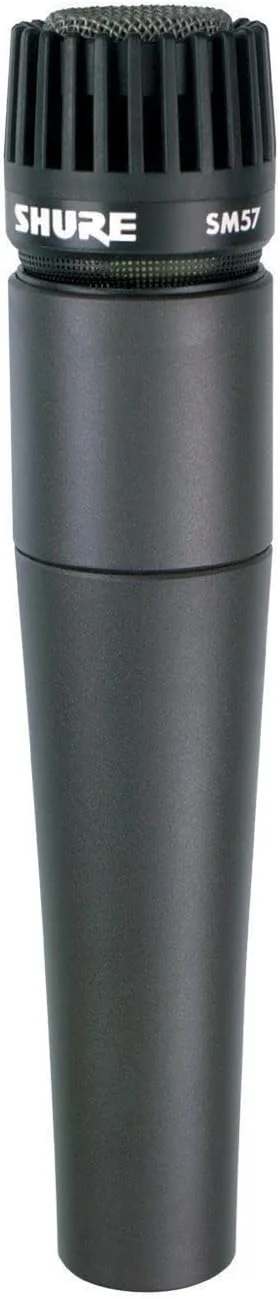 میکروفون ساز Shure SM57، دینامیک، کاردیوئید، آماده استودیو، برای اجرای زنده ساز و ضبط صدای حرفه ای، مشکی