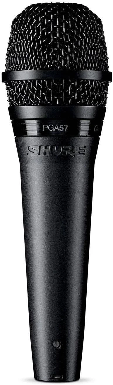 میکروفون دینامیک Shure PGA57 - میکروفون حرفه ای ساز با الگوی قطبی کاردیوئید، کانکتور XLR 3 پین، کابل 15 فوتی XLR به XLR، آداپتور پایه و کیف زیپی (PGA57-XLR)