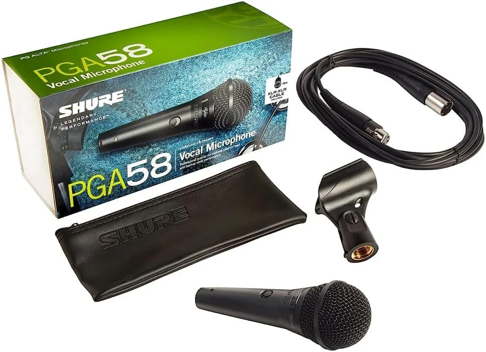 میکروفون وکال داینامیک کاردیوید Shure Pga58، ضبط حرفه ای برای اجرای زنده، بازی های رایانه ای و استریم، کابل XLR به Qtr، مشکی، Pga58-XLR میکروفون وکال داینامیک کاردیوید Shure Pga58، ضبط حرفه ای برای اجرای زنده، بازی های رایانه ای و استریم، کابل XLR به Qtr، مشکی، Pga58-XLR
