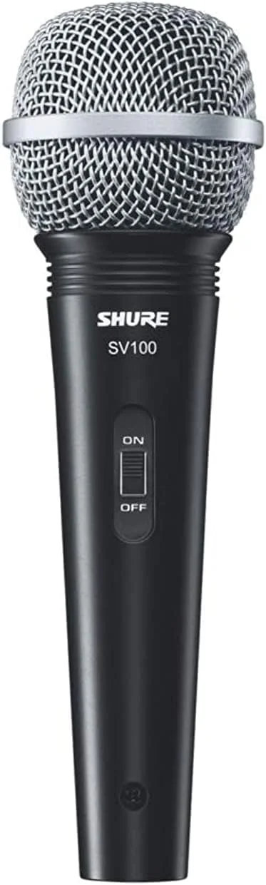 میکروفون دستی داینامیک کاردیوئید Shure SV100، پاسخ فرکانسی گسترده، چند منظوره، برای کارائوکه، پادکست و پخش زنده، مشکی