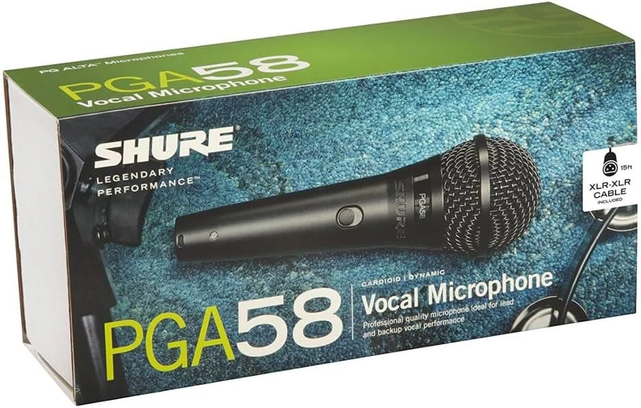 میکروفون وکال داینامیک کاردیوید Shure Pga58، ضبط حرفه ای برای اجرای زنده، بازی های رایانه ای و استریم، کابل XLR به Qtr، مشکی، Pga58-XLR میکروفون وکال داینامیک کاردیوید Shure Pga58، ضبط حرفه ای برای اجرای زنده، بازی های رایانه ای و استریم، کابل XLR به Qtr، مشکی، Pga58-XLR