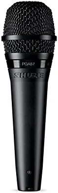 میکروفون دینامیک Shure PGA57 - میکروفون حرفه ای ساز با الگوی قطبی کاردیوئید، کانکتور XLR 3 پین، کابل 15 فوتی XLR به XLR، آداپتور پایه و کیف زیپی (PGA57-XLR)