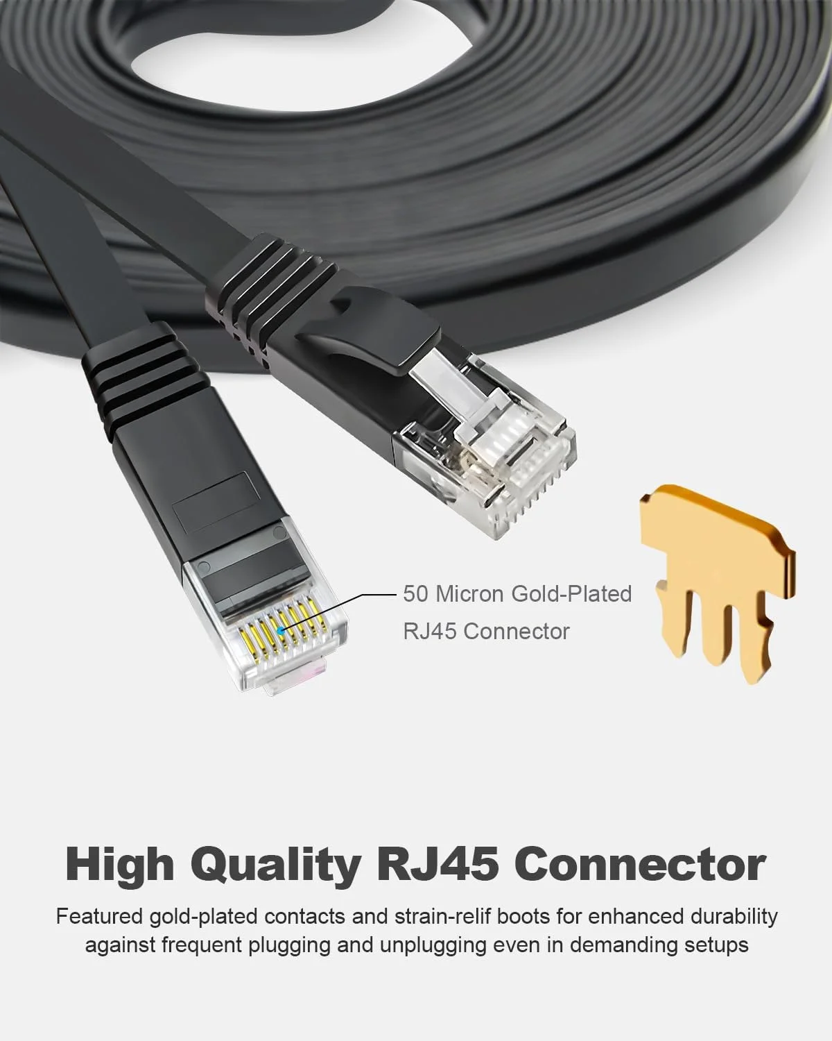 کابل اترنت CAT6 یاهودی، 1 متری، بسته 6 عددی، مشکی، کابل شبکه LAN گیگابیتی تخت و پرسرعت CAT 6، کانکتور RJ45 بدون گیر، مس خالص برای مودم، روتر، کامپیوتر (1 متری، بسته 6 عددی، مشکی)