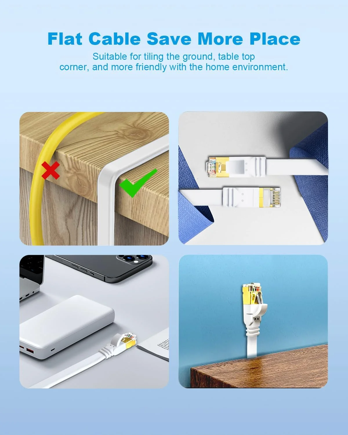 کابل اترنت یاهودی 3 متری CAT 8، کابل LAN اینترنت تخت دوگانه محافظت شده S/FTP 40 گیگابیت بر ثانیه 2000 مگاهرتز، کابل شبکه گیگابیتی با کانکتور RJ45 روکش طلا برای رایانه شخصی گیمینگ، توسعه دهنده WiFi، روتر، ایکس باکس (سفید، 3 متر)