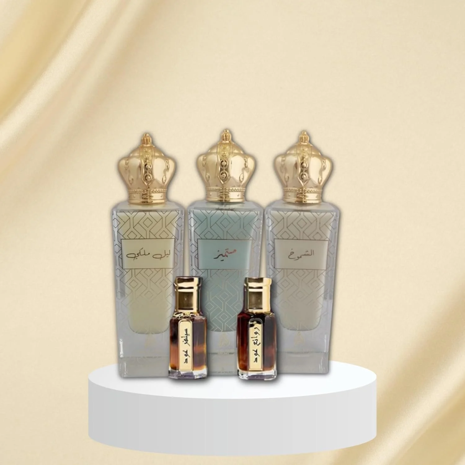 عبق الصحراء مجموعه 5 عددی عطر و توله غیر الکلی - لیل ملکی، متمایز، شموخ، سیلور عود توله و روائع عود توله - عطرهای لوکس برای مردان و زنان عبق الصحراء مجموعه 5 عددی عطر و توله غیر الکلی - لیل ملکی، متمایز، شموخ، سیلور عود توله و روائع عود توله - عطرهای لوکس برای مردان و زنان