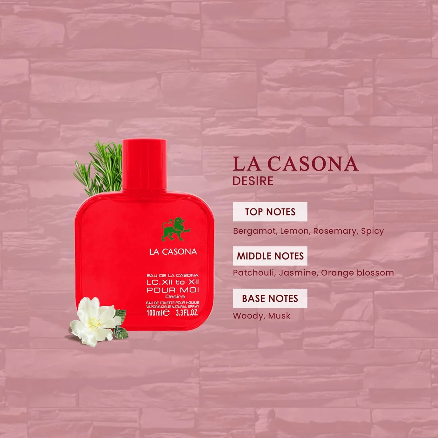 ادکلن унисекс LA CASONA Desire Red Eau de Parfum، ۱۰۰ میلی لیتر، رایحه ترنج، یاس، مشک ادکلن унисекс LA CASONA Desire Red Eau de Parfum، ۱۰۰ میلی لیتر، رایحه ترنج، یاس، مشک