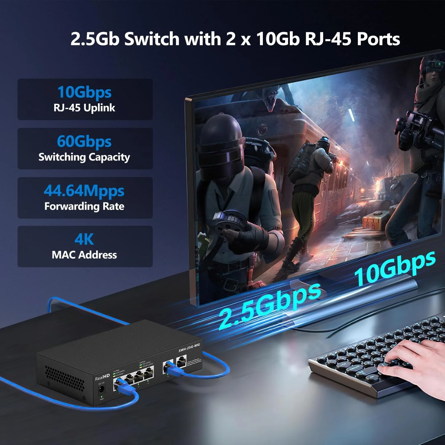 سوئیچ شبکه اترنت مدیریت شده 6 پورت 10 گیگابیتی | 2 پورت 10 گیگابیتی RJ-45 | 4 پورت 2.5 گیگابیتی Base-T | سوئیچ چند گیگابیتی 10-100-1000 مگابیت بر ثانیه | پهنای باند 60G | سوئیچ اینترنت فلزی بدون فن سوئیچ شبکه اترنت مدیریت شده 6 پورت 10 گیگابیتی | 2 پورت 10 گیگابیتی RJ-45 | 4 پورت 2.5 گیگابیتی Base-T | سوئیچ چند گیگابیتی 10-100-1000 مگابیت بر ثانیه | پهنای باند 60G | سوئیچ اینترنت فلزی بدون فن