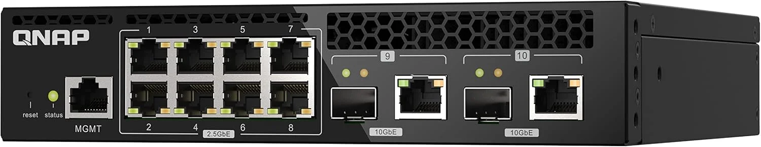 سوئیچ کیونپ QNAP QSW-M2108R-2C، دارای 8 پورت 2.5 گیگابیتی، 2 پورت 10 گیگابیتی SFP+/NBASE-T Combo، سوئیچ مدیریت شده تحت وب، طراحی رک مونت، کیت رک مونت جدید سوئیچ کیونپ QNAP QSW-M2108R-2C، دارای 8 پورت 2.5 گیگابیتی، 2 پورت 10 گیگابیتی SFP+/NBASE-T Combo، سوئیچ مدیریت شده تحت وب، طراحی رک مونت، کیت رک مونت جدید