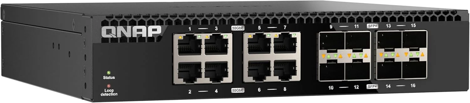 سوئیچ غیر مدیریتی 16 پورت 10GbE کیونپ QSW-3216R-8S8T با قابلیت نصب در رک با عرض نصف، برای محیط شبکه پرسرعت SMB/SOHO سوئیچ غیر مدیریتی 16 پورت 10GbE کیونپ QSW-3216R-8S8T با قابلیت نصب در رک با عرض نصف، برای محیط شبکه پرسرعت SMB/SOHO