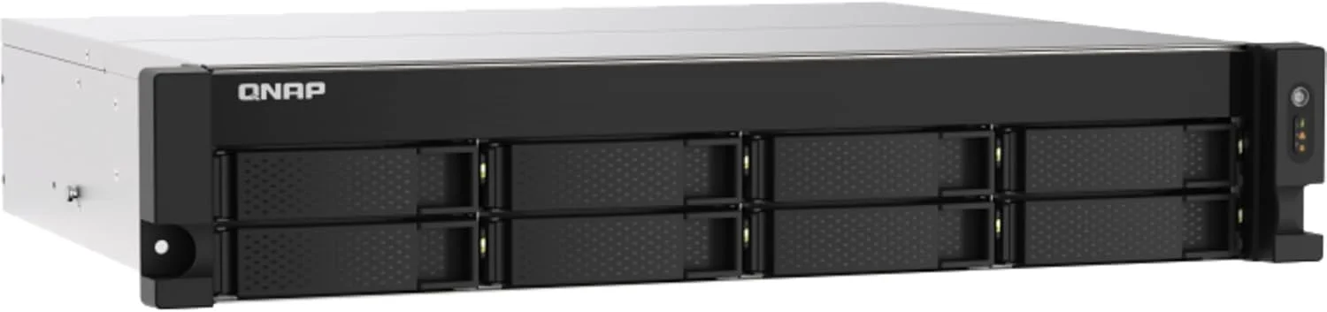 QNAP NAS رکمونت 8-Bay با عمق کم، سری AMD Ryzen V1000، W126650205 (NAS، سری AMD Ryzen V1000 V1500B 4C/8T 2.2GHz، 4 گیگابایت رم DDR4 SODIMM (حداکثر 64 گیگابایت در مجموع، رم ECC اختیاری)