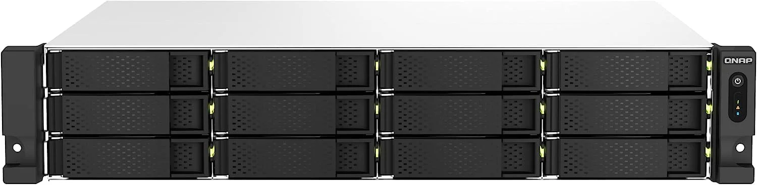 QNAP TS-1264U-RP-8G-US NAS رک مونت 12 بی با سرعت بالا، پردازنده 4 هسته ای Intel® Celeron® N5105/N5095، حافظه 8 گیگابایتی DDR4 و اتصال شبکه 2.5GbE (2.5G/1G/100M) (بدون دیسک)