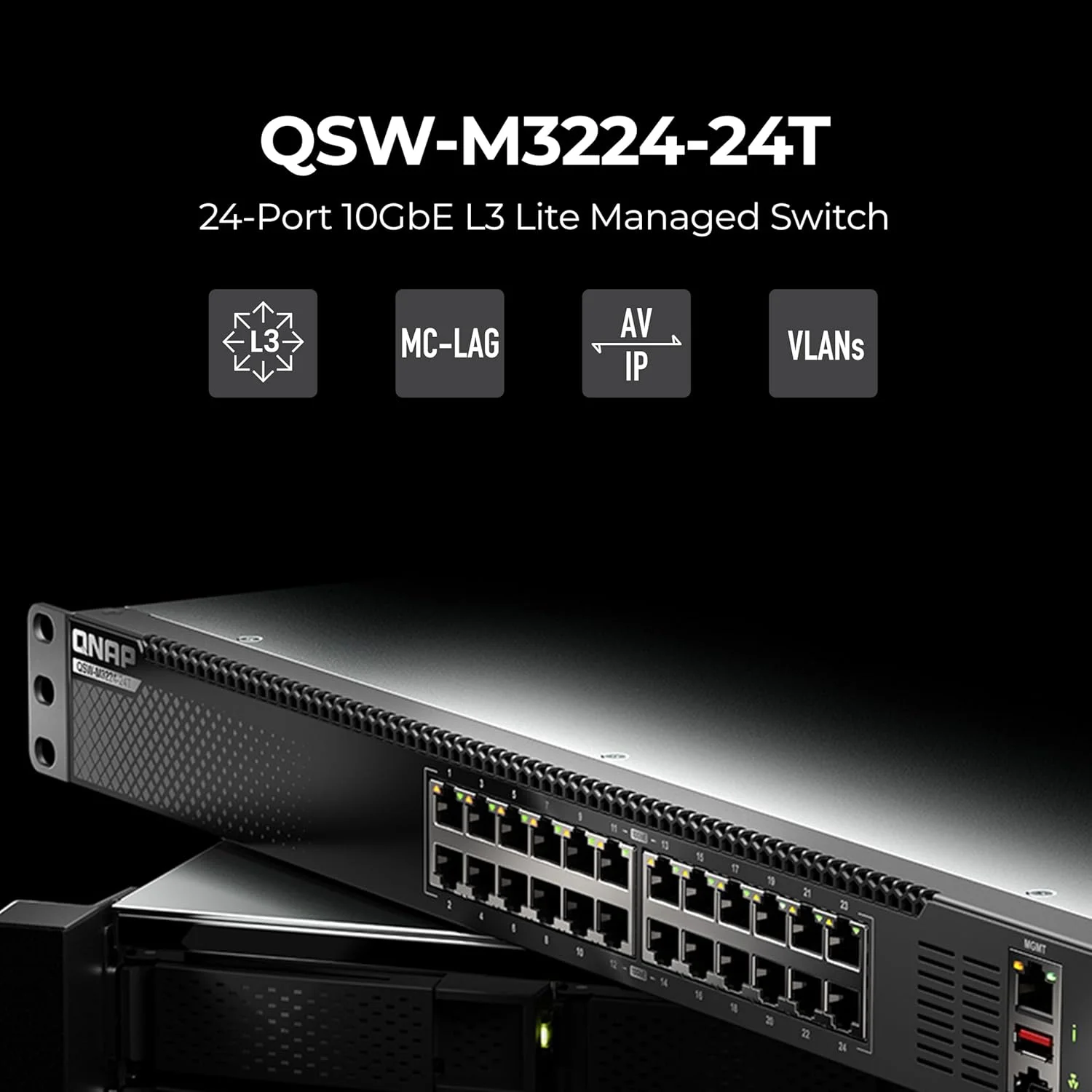 سوئیچ مدیریتی 24 پورت 1U رک مونت L3 Lite 10GbE کیونپ (QSW-M3224-24T-US) سوئیچ مدیریتی 24 پورت 1U رک مونت L3 Lite 10GbE کیونپ (QSW-M3224-24T-US)