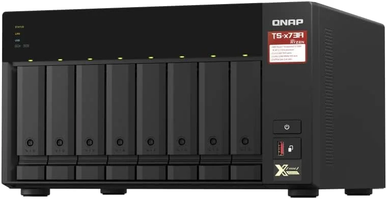 کیونپ TS-873A-8G NAS هشت خلیجی با کارایی بالا، دارای 2 پورت 2.5GbE، اسلات های PCIe، مشکی، فلزی، قابل نصب در رک، سازگار با هارد دیسک 3.5 اینچی، SSD M.2 NVMe، کارت PCIe کیونپ TS-873A-8G NAS هشت خلیجی با کارایی بالا، دارای 2 پورت 2.5GbE، اسلات های PCIe، مشکی، فلزی، قابل نصب در رک، سازگار با هارد دیسک 3.5 اینچی، SSD M.2 NVMe، کارت PCIe
