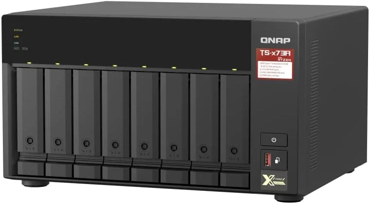 کیونپ TS-873A-8G NAS هشت خلیجی با کارایی بالا، دارای 2 پورت 2.5GbE، اسلات های PCIe، مشکی، فلزی، قابل نصب در رک، سازگار با هارد دیسک 3.5 اینچی، SSD M.2 NVMe، کارت PCIe کیونپ TS-873A-8G NAS هشت خلیجی با کارایی بالا، دارای 2 پورت 2.5GbE، اسلات های PCIe، مشکی، فلزی، قابل نصب در رک، سازگار با هارد دیسک 3.5 اینچی، SSD M.2 NVMe، کارت PCIe