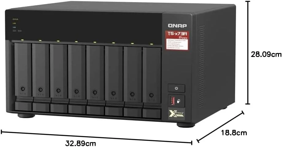 کیونپ TS-873A-8G NAS هشت خلیجی با کارایی بالا، دارای 2 پورت 2.5GbE، اسلات های PCIe، مشکی، فلزی، قابل نصب در رک، سازگار با هارد دیسک 3.5 اینچی، SSD M.2 NVMe، کارت PCIe کیونپ TS-873A-8G NAS هشت خلیجی با کارایی بالا، دارای 2 پورت 2.5GbE، اسلات های PCIe، مشکی، فلزی، قابل نصب در رک، سازگار با هارد دیسک 3.5 اینچی، SSD M.2 NVMe، کارت PCIe