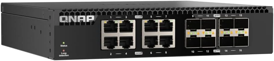 سوئیچ غیر مدیریتی 16 پورت 10 گیگابیتی QNAP QSW-3216R-8S8T-US با قابلیت نصب در رک با عرض نصف، مناسب برای محیط های شبکه پرسرعت SMB/SOHO سوئیچ غیر مدیریتی 16 پورت 10 گیگابیتی QNAP QSW-3216R-8S8T-US با قابلیت نصب در رک با عرض نصف، مناسب برای محیط های شبکه پرسرعت SMB/SOHO