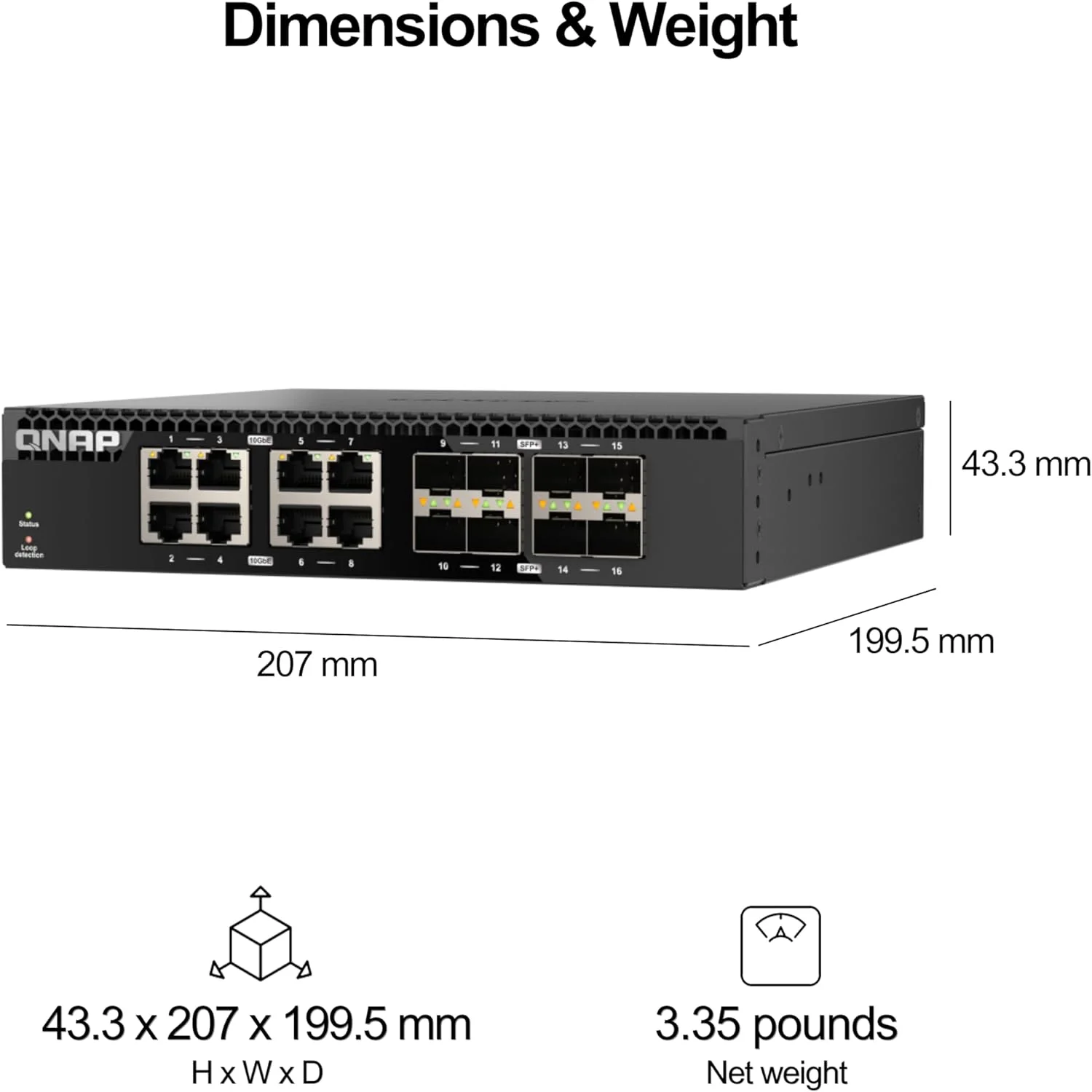 سوئیچ غیر مدیریتی 16 پورت 10 گیگابیتی QNAP QSW-3216R-8S8T-US با قابلیت نصب در رک با عرض نصف، مناسب برای محیط های شبکه پرسرعت SMB/SOHO سوئیچ غیر مدیریتی 16 پورت 10 گیگابیتی QNAP QSW-3216R-8S8T-US با قابلیت نصب در رک با عرض نصف، مناسب برای محیط های شبکه پرسرعت SMB/SOHO