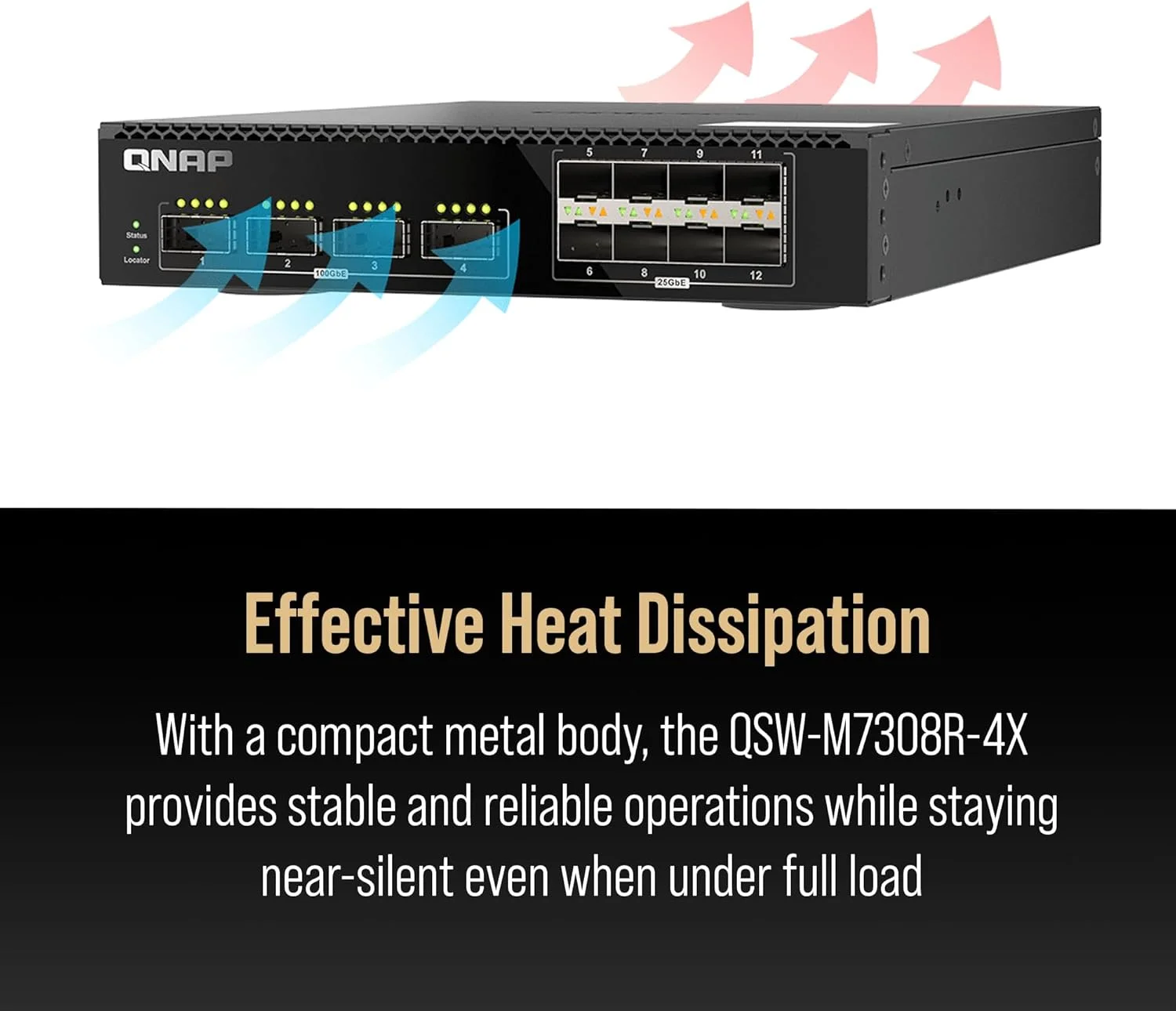 سوئیچ مدیریتی 12 پورت QNAP QSW-M7308R-4X-US با قابلیت نصب در رک با عرض نصف، 100GbE، بهینه شده از نظر هزینه برای IT سازمانی سوئیچ مدیریتی 12 پورت QNAP QSW-M7308R-4X-US با قابلیت نصب در رک با عرض نصف، 100GbE، بهینه شده از نظر هزینه برای IT سازمانی