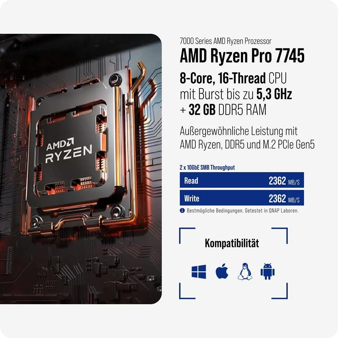QNAP TS-h1277AXU-RP-R7-32G | NAS رک مونت 12 بی با پردازنده Ryzen Pro، دو پورت 2.5GbE + دو پورت 10GbE Base-T و منبع تغذیه Redundant QNAP TS-h1277AXU-RP-R7-32G | NAS رک مونت 12 بی با پردازنده Ryzen Pro، دو پورت 2.5GbE + دو پورت 10GbE Base-T و منبع تغذیه Redundant