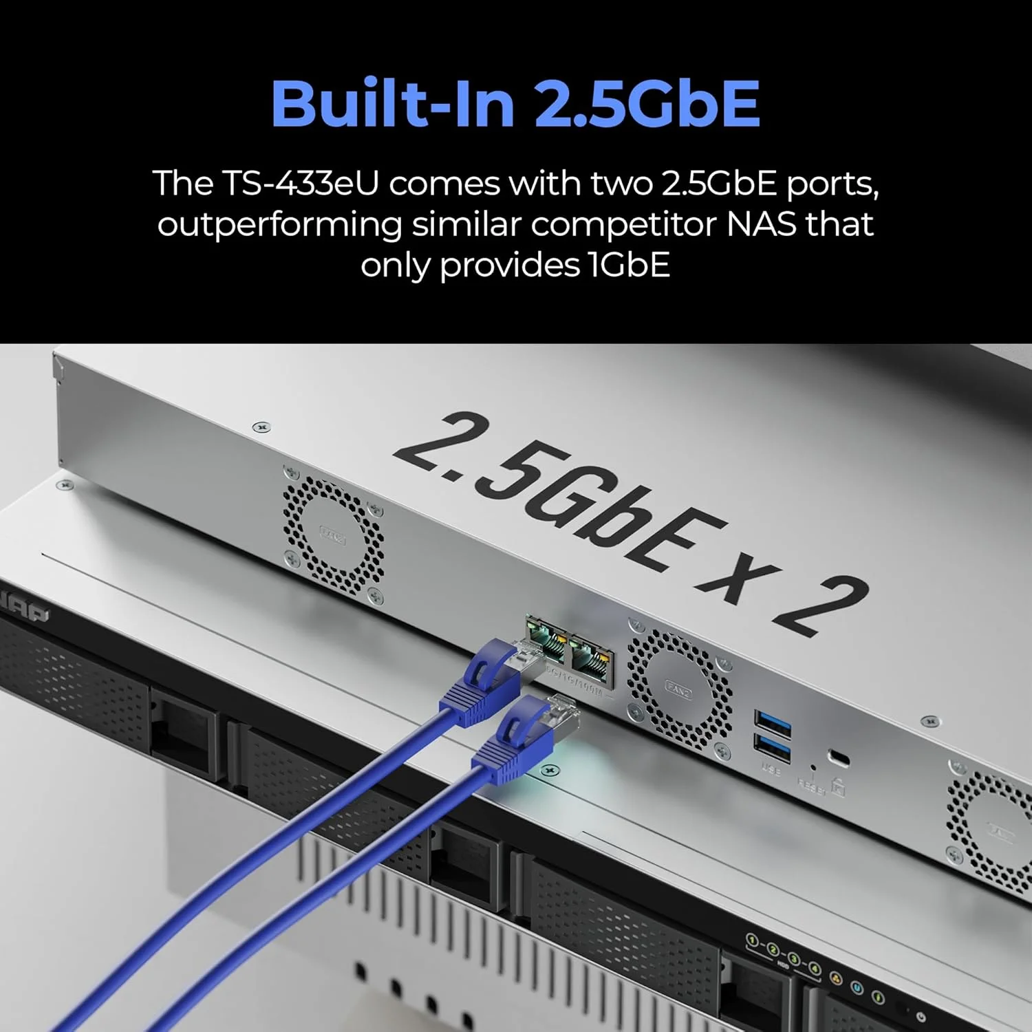 QNAP TS-433eU NAS رک (1U) Cortex-A Cortex-A55 4 گیگابایت 0 ترابایت سیستم توربو مشکی QNAP TS-433eU NAS رک (1U) Cortex-A Cortex-A55 4 گیگابایت 0 ترابایت سیستم توربو مشکی