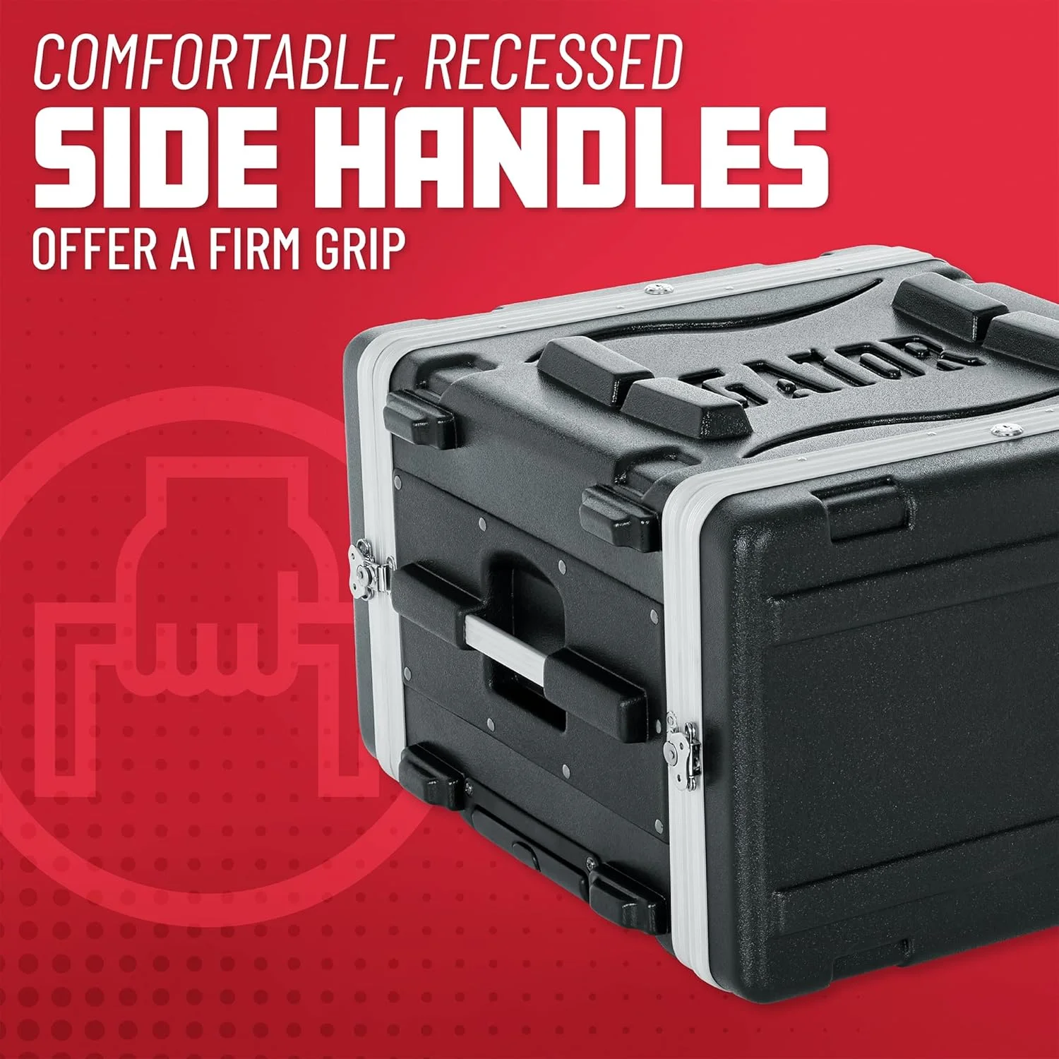 کیف رکمونت 4 یونیت سبک وزن Gator Cases با منبع تغذیه داخلی، قفل‌های سنگین، دسته کشویی و چرخ‌های توکار؛ عمق 19.25 اینچ، 6 یونیت (GRR-6PL-US)