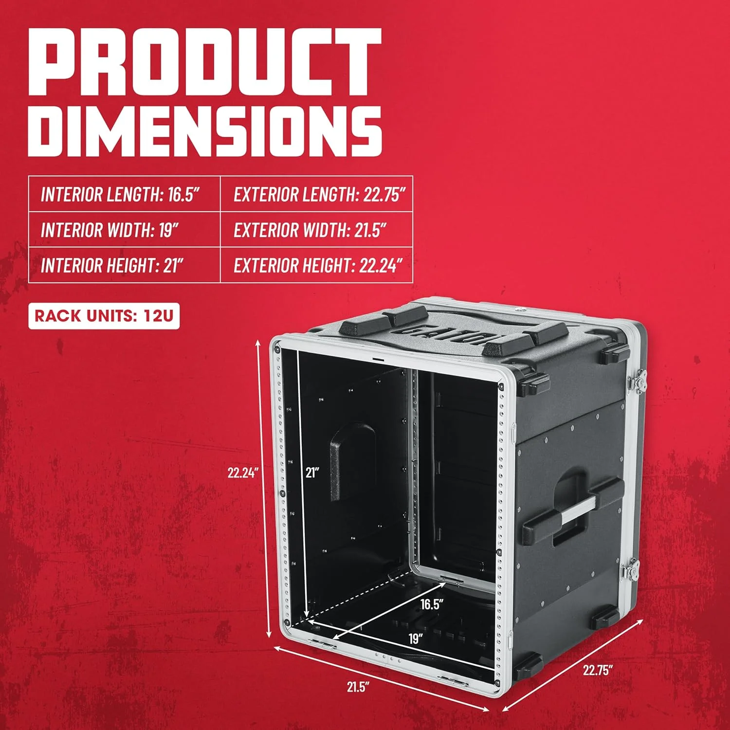 کیف رک 12 یونیت گیتور از جنس پلی اتیلن، عمق 19.25 اینچ با ریل های جلو/عقب و قفل کیف رک 12 یونیت گیتور از جنس پلی اتیلن، عمق 19.25 اینچ با ریل های جلو/عقب و قفل