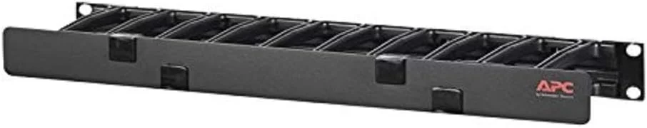 مدیریت کابل افقی رک مونت APC، مدل AR8602A، عمق 1U x 4 اینچ، یک طرفه به همراه پوشش، مشکی